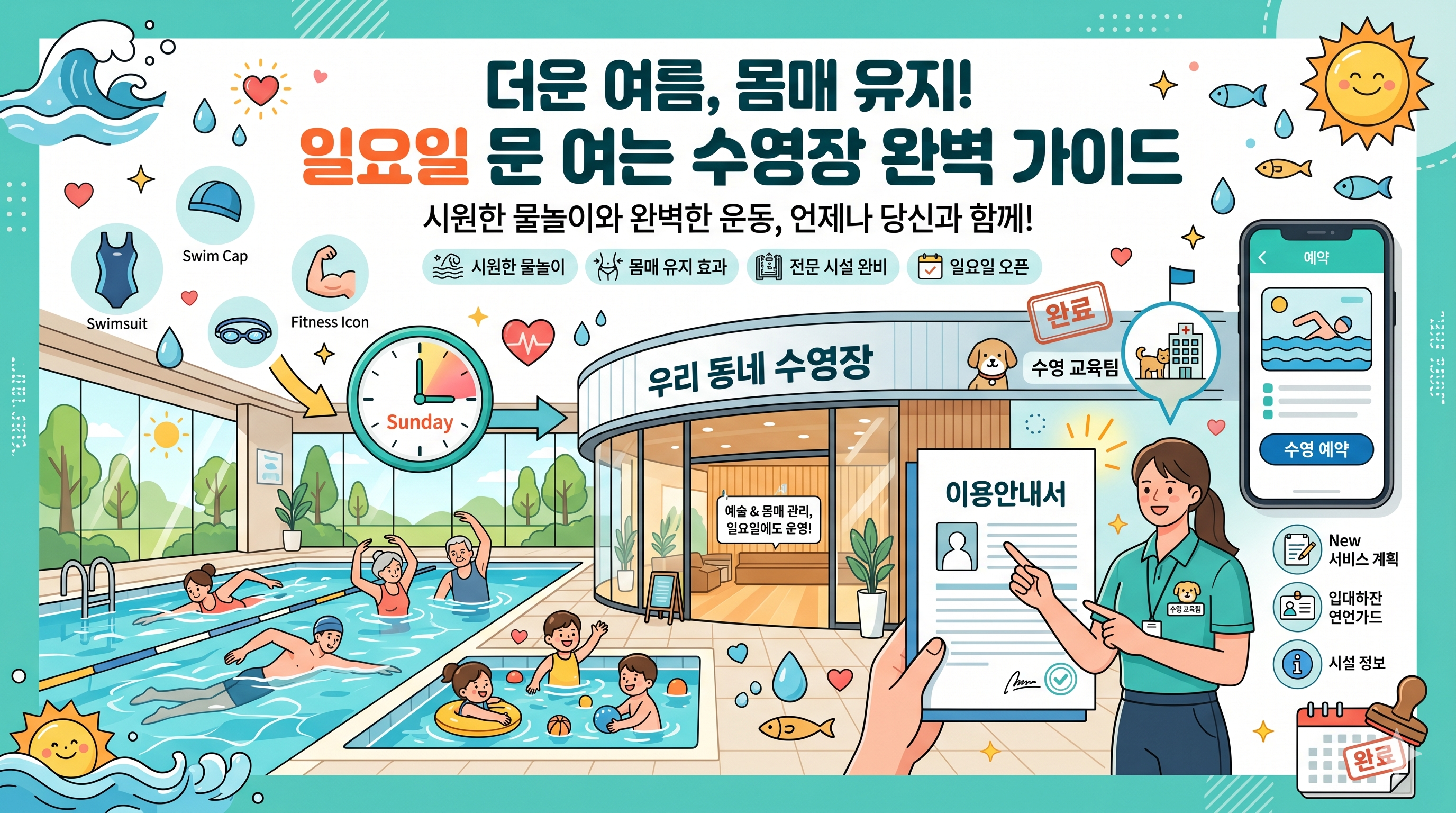 더위 탈출! 강남구 수영장 가이드: 시원한 여름, 건강한 다이어트 & 주말 운영 정보 총정리