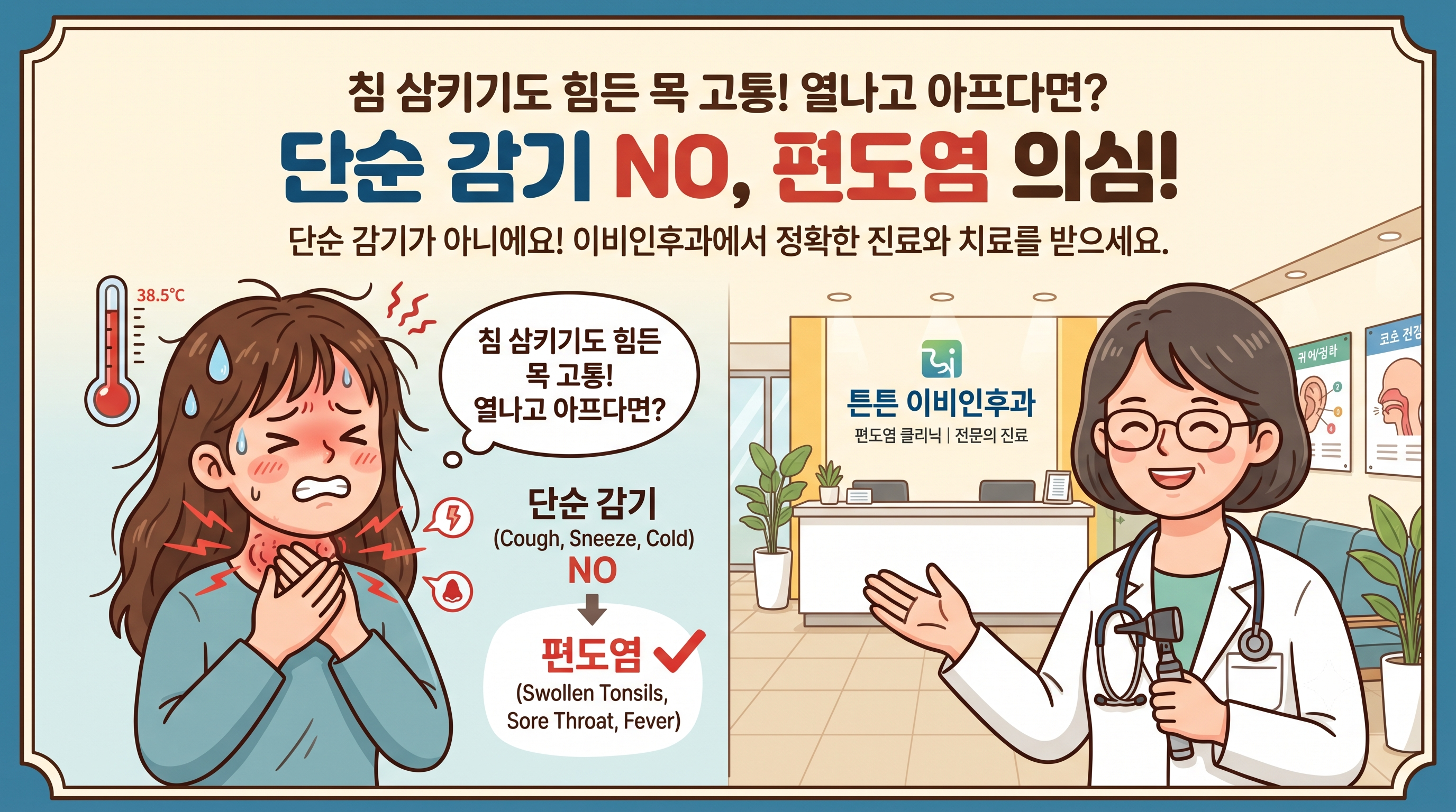 침 삼킬 때 칼에 베이는 듯한 통증? 강남구 편도염 이비인후과 방문 후기