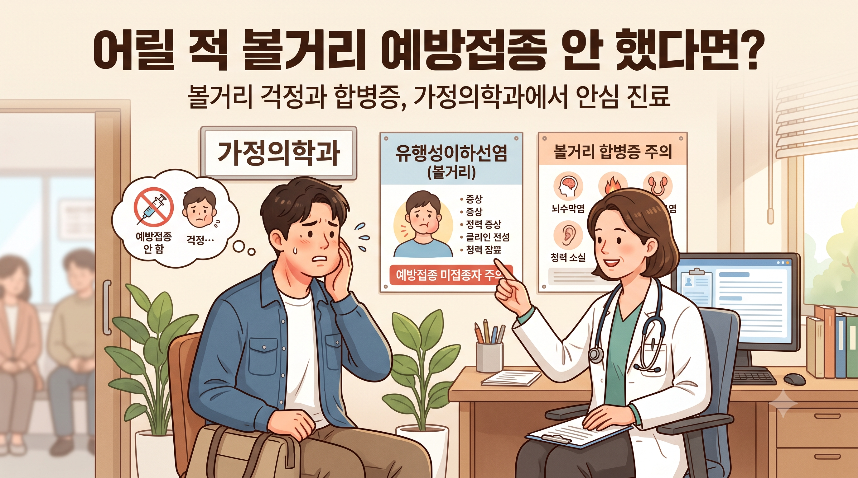 귀밑이 퉁퉁 붓고 아프다? 강남구 성인 볼거리 가정의학과 치료 후기