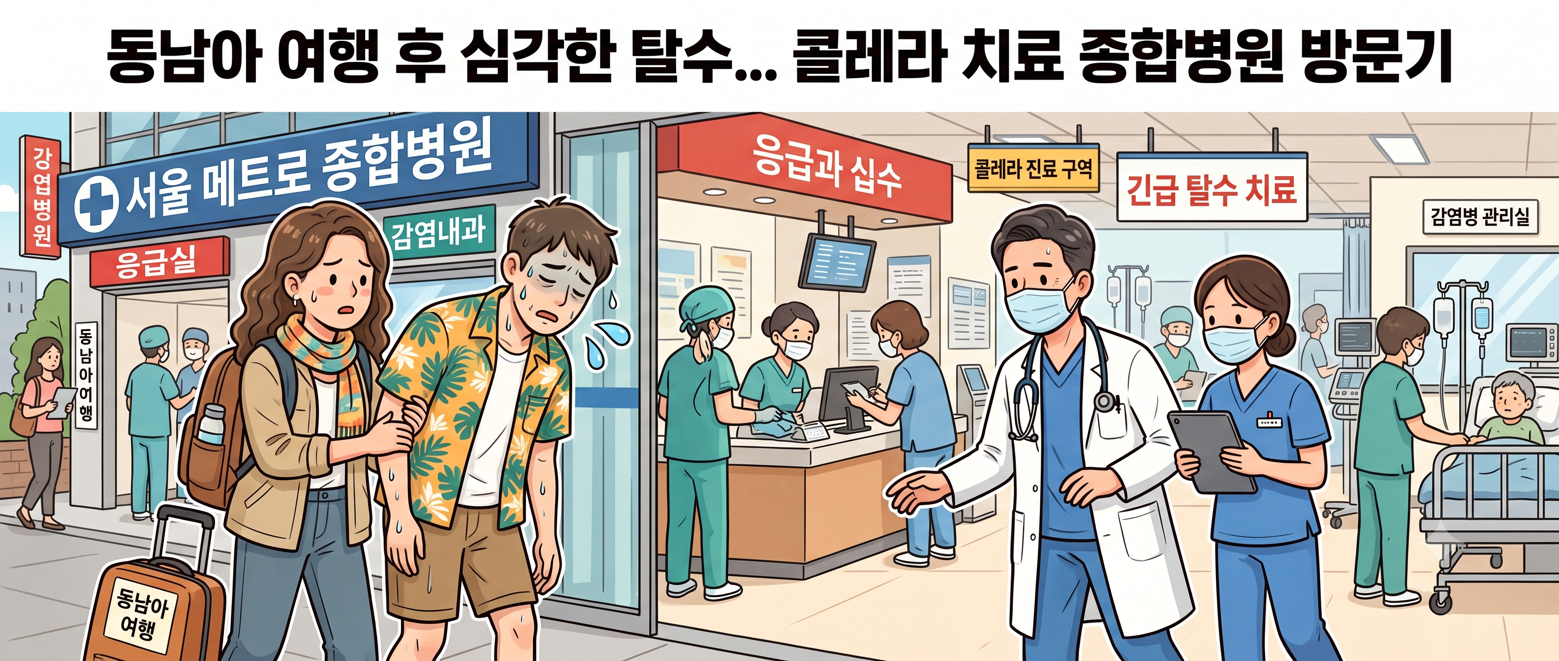 동남아 다녀왔는데 쌀뜨물 설사? 강동구 콜레라 의심 시 종합병원 응급실 바로 가세요!