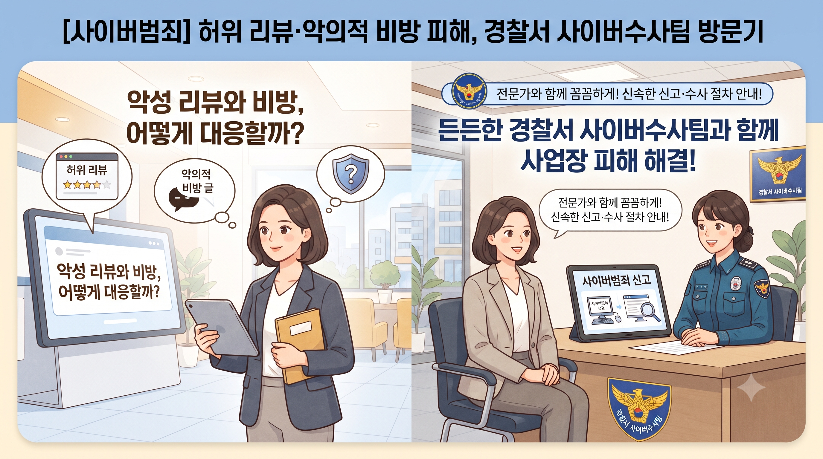 강동구 자영업자 주목! 배달앱, 맘카페 허위사실 유포? 경찰청 사이버범죄 신고로 즉시 대응하세요!