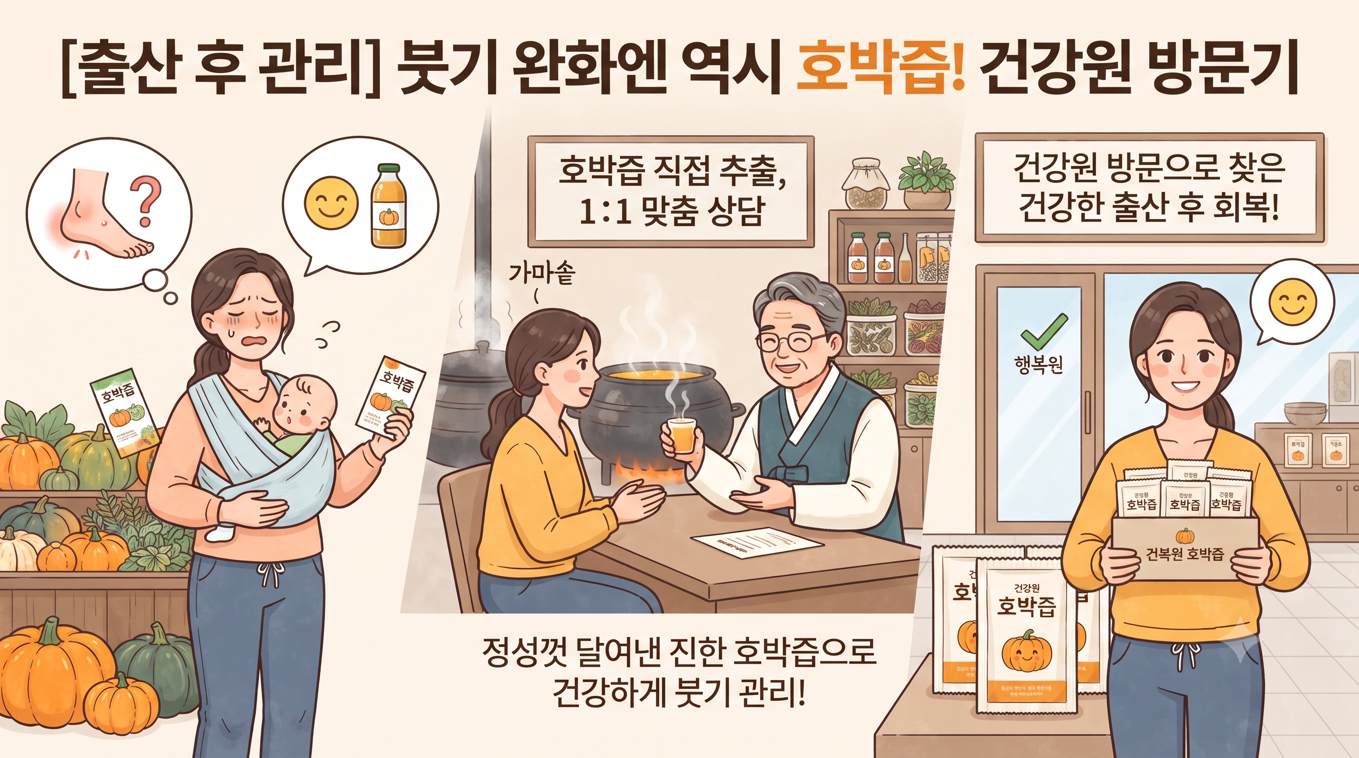 강북구 산후 붓기 완화와 부모님 보양을 위한 건강원 호박즙 & 맞춤 보조 식품 가이드