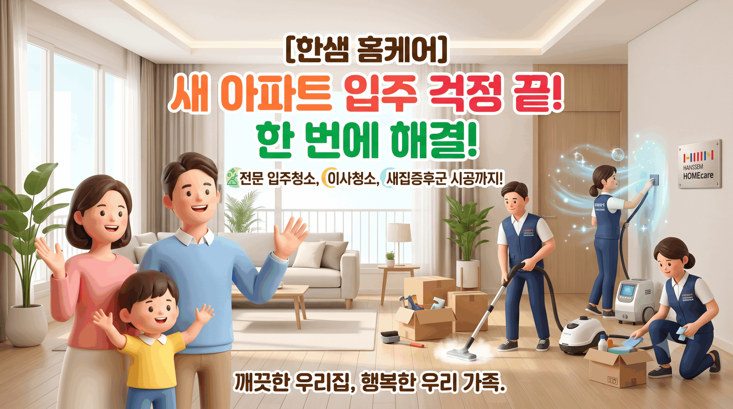 이사 걱정 끝! 강남구 한샘 홈케어 입주/이사청소 & 새집증후군 시공 완벽 가이드